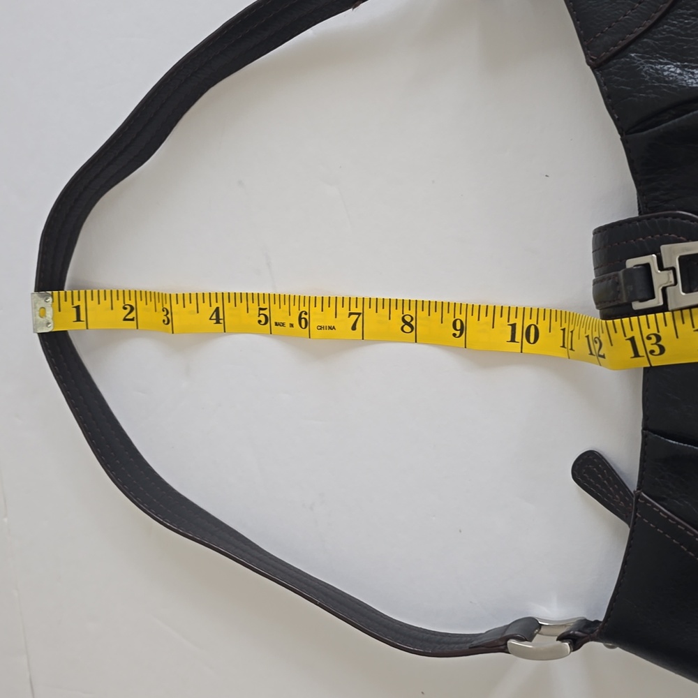 Etienne Aigner Pebbled Leather Shoulder Handbag Black Zip Charm - Picture 17 of 17